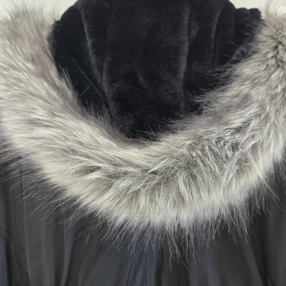 Mossimo Women's Black Parka Coat with Faux Fur Trim Size Small - Picture 3 of 8